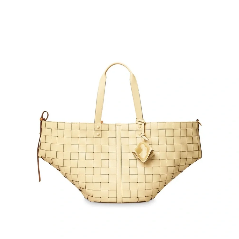 Tory Burch $1498 Sete Woven Tote in Buttermilk